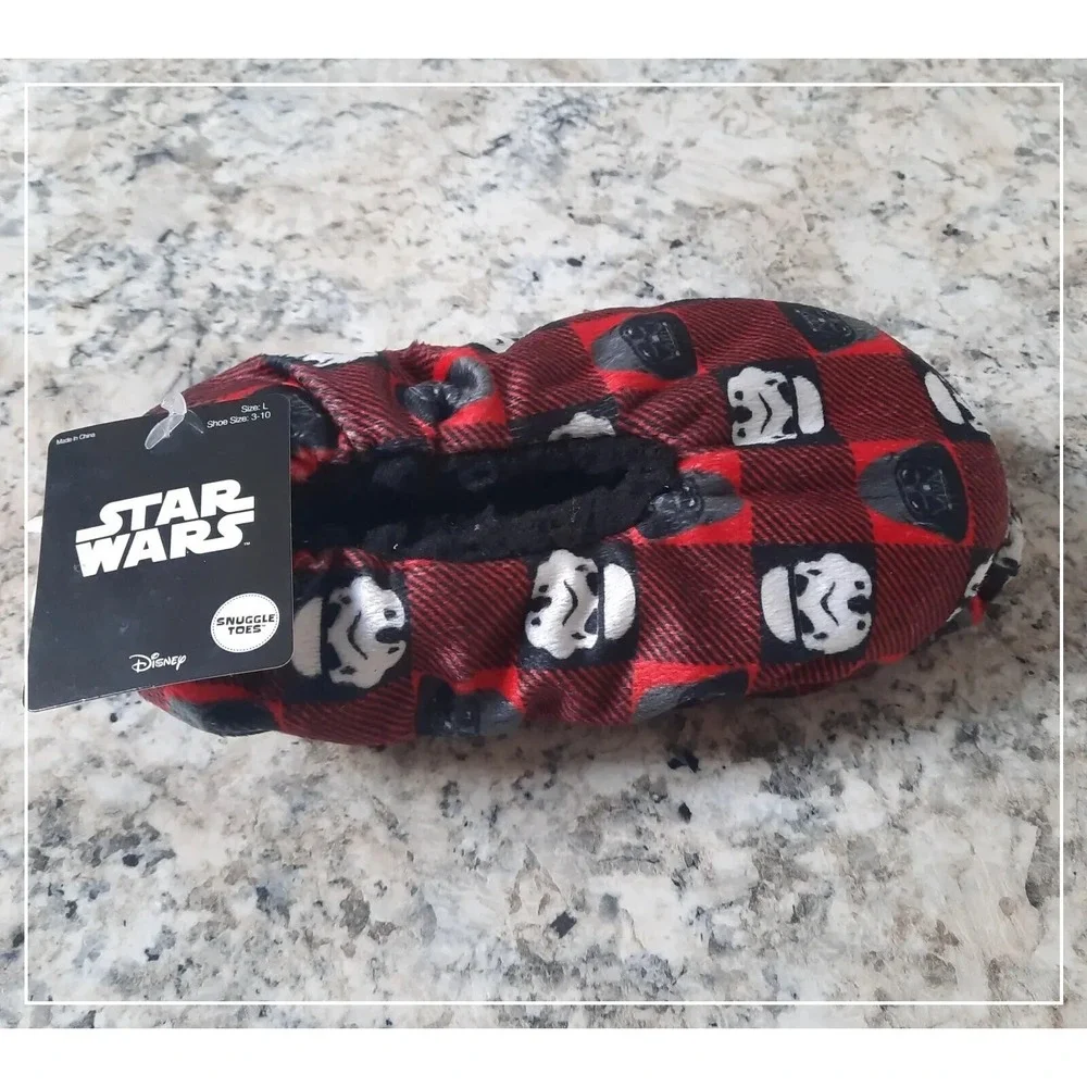 Star Wars Kids Slippers 10 Buffalo Plaid Snuggle Toes Darth Vader Stormtrooper